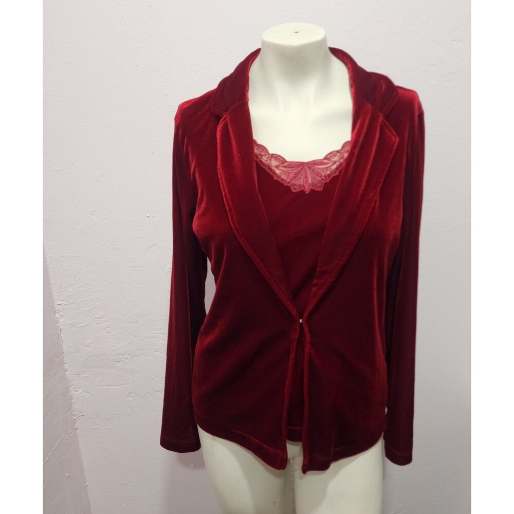 White Stag Velvet One Piece Collared Top Womens SZ Med Holiday Party Fancy Glam